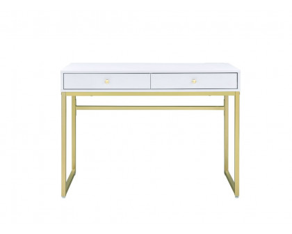 ACME - Coleen Writing Desk with Usb in White/Brass