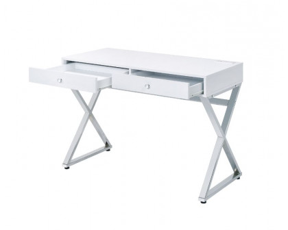 ACME Coleen Writing Desk with Usb - White/Chrome