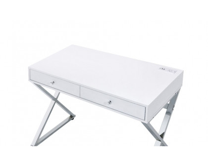 ACME Coleen Writing Desk with Usb - White/Chrome