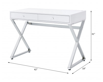 ACME Coleen Writing Desk with Usb - White/Chrome