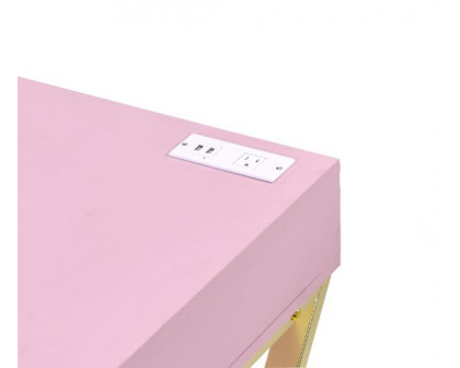 ACME Coleen Writing Desk with Usb - Pink/Gold