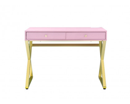 ACME Coleen Writing Desk with Usb - Pink/Gold