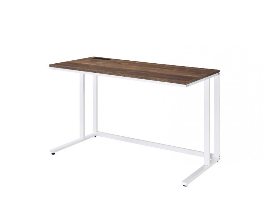 ACME Tyrese Built-In USB Port Writing Desk - Walnut and White Finish