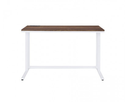 ACME Tyrese Built-In USB Port Writing Desk - Walnut and White Finish