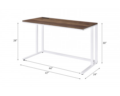 ACME Tyrese Built-In USB Port Writing Desk - Walnut and White Finish