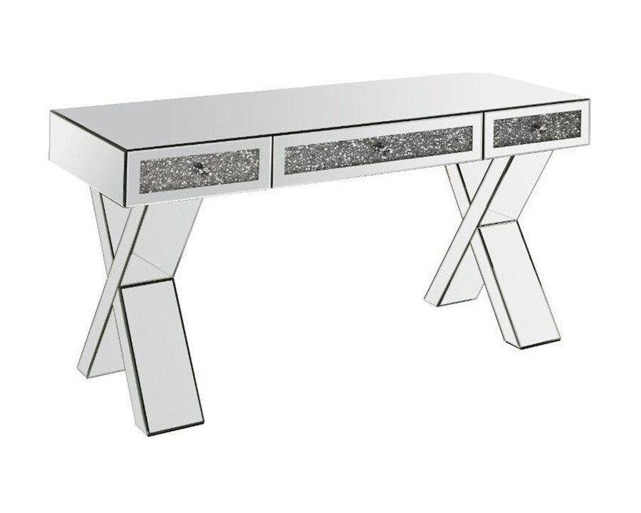 ACME - Noralie Writing Desk in Mirrored/Faux Diamonds (93116)