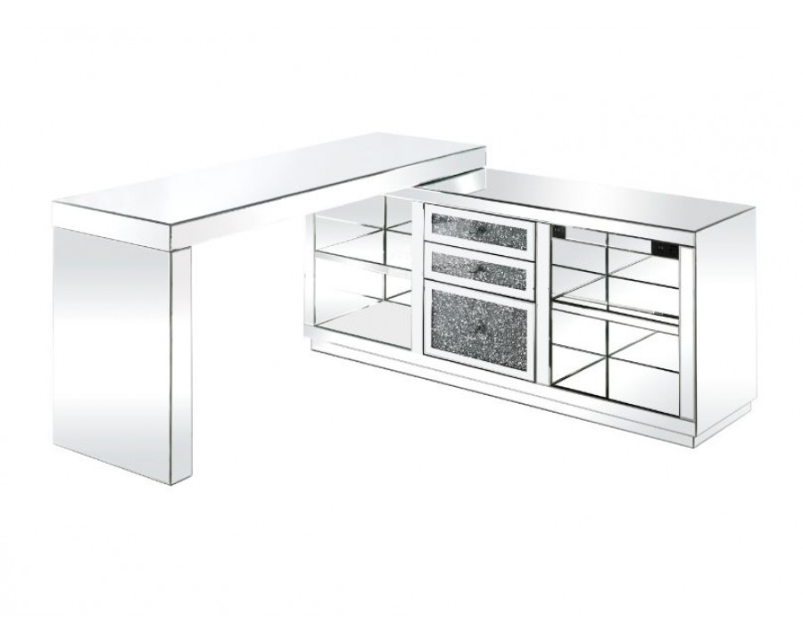 ACME - Noralie Writing Desk in Mirrored/Faux Diamonds (93118)