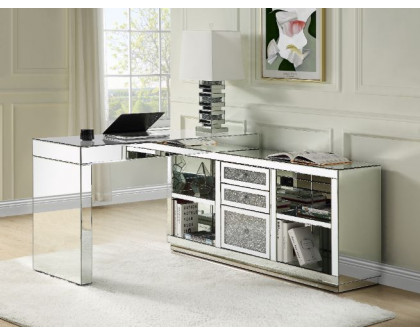 ACME - Noralie Writing Desk in Mirrored/Faux Diamonds (93118)