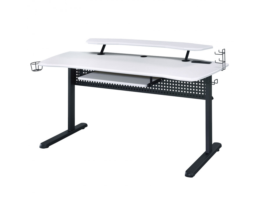 ACME Vildre Gaming Table with USB Port - Black and White Finish