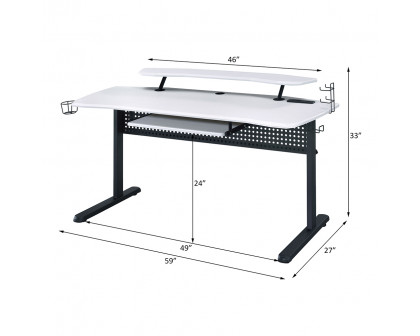 ACME Vildre Gaming Table with USB Port - Black and White Finish