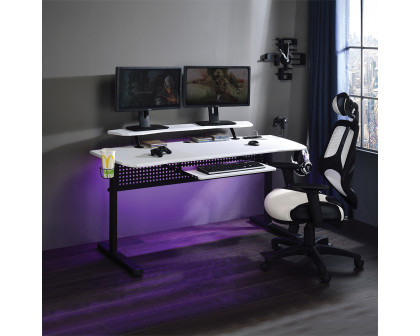 ACME Vildre Gaming Table with USB Port - Black and White Finish