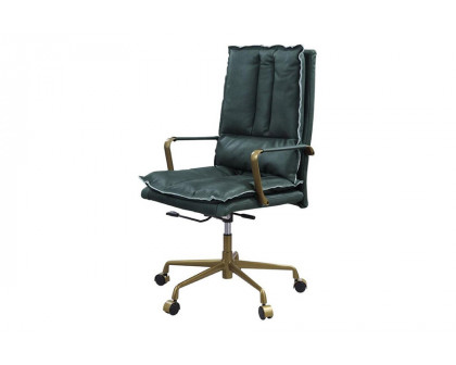 ACME Tinzud Office Chair - Dark Green Top Grain Leather