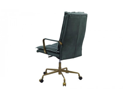 ACME Tinzud Office Chair - Dark Green Top Grain Leather