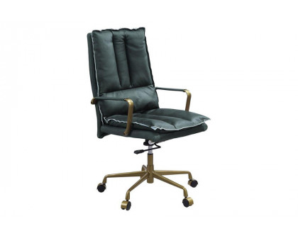 ACME Tinzud Office Chair - Dark Green Top Grain Leather