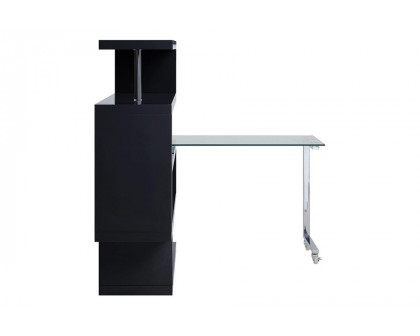 ACME Raceloma Writing Desk with Shelf - Black High Gloss Finish