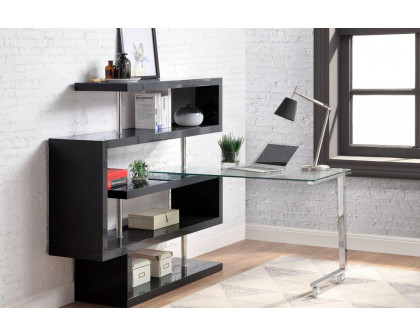 ACME Raceloma Writing Desk with Shelf - Black High Gloss Finish