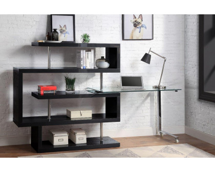 ACME Raceloma Writing Desk with Shelf - Black High Gloss Finish