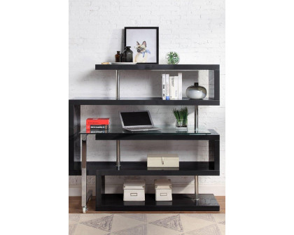 ACME Raceloma Writing Desk with Shelf - Black High Gloss Finish