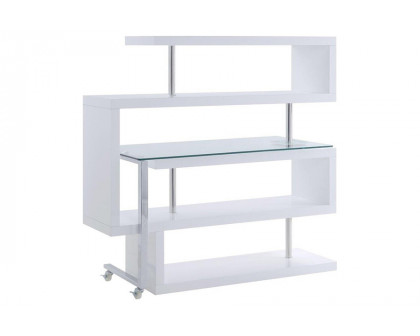 ACME Raceloma Writing Desk with Shelf - White High Gloss Finish