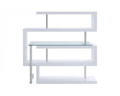 ACME Raceloma Writing Desk with Shelf - White High Gloss Finish