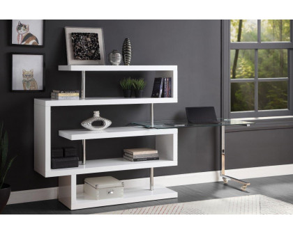 ACME Raceloma Writing Desk with Shelf - White High Gloss Finish