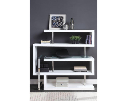 ACME Raceloma Writing Desk with Shelf - White High Gloss Finish