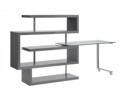 ACME Raceloma Writing Desk with Shelf - Gray High Gloss Finish