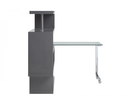 ACME Raceloma Writing Desk with Shelf - Gray High Gloss Finish