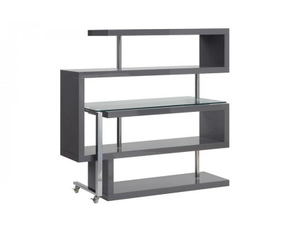 ACME Raceloma Writing Desk with Shelf - Gray High Gloss Finish