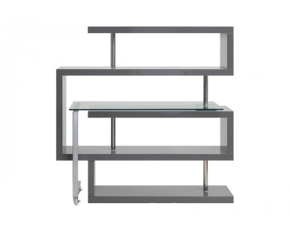 ACME Raceloma Writing Desk with Shelf - Gray High Gloss Finish