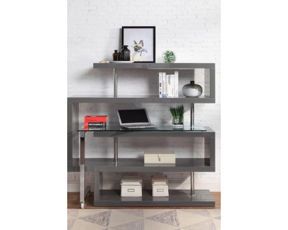 ACME Raceloma Writing Desk with Shelf - Gray High Gloss Finish