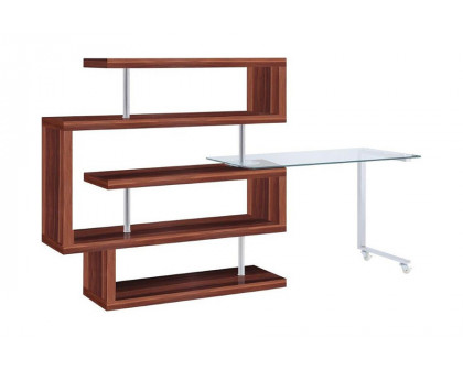 ACME Raceloma Writing Desk with Shelf - Walnut High Gloss Finish