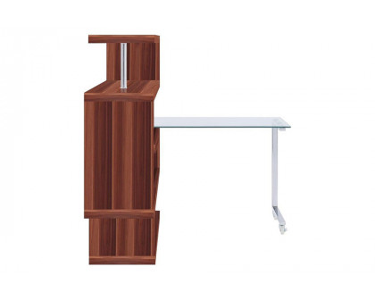 ACME Raceloma Writing Desk with Shelf - Walnut High Gloss Finish