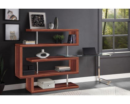 ACME Raceloma Writing Desk with Shelf - Walnut High Gloss Finish