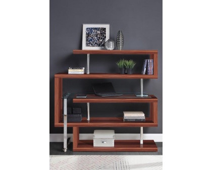 ACME Raceloma Writing Desk with Shelf - Walnut High Gloss Finish