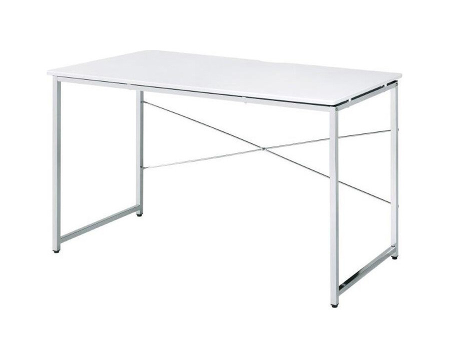 ACME Tennos Writing Desk - White and Chrome Finish