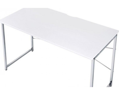 ACME Tennos Writing Desk - White and Chrome Finish