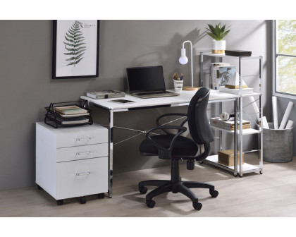 ACME Tennos Writing Desk - White and Chrome Finish