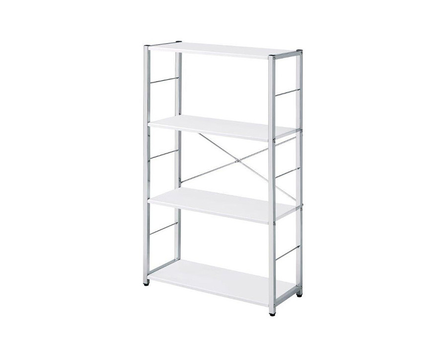 ACME Tennos Bookshelf - White and Chrome Finish