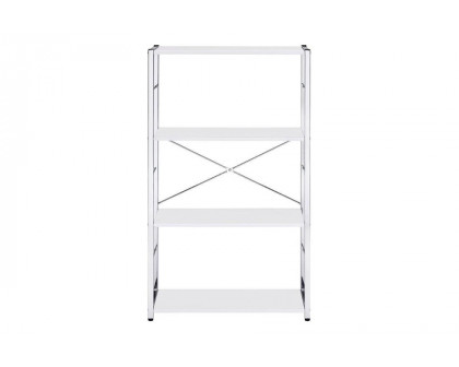 ACME Tennos Bookshelf - White and Chrome Finish