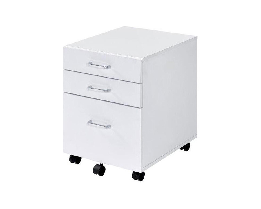 ACME Tennos Cabinet - White and Chrome Finish