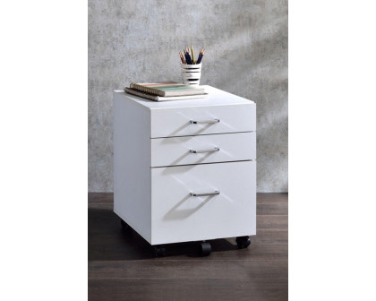 ACME Tennos Cabinet - White and Chrome Finish