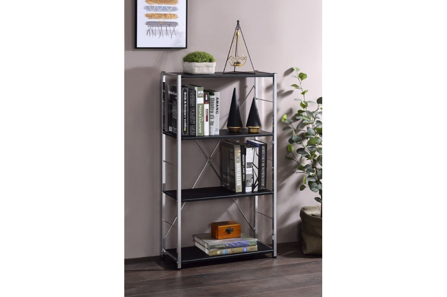 ACME™ Tennos Bookshelf - Black and Chrome Finish