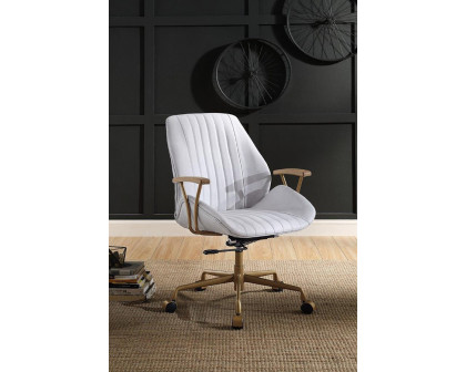 ACME Argrio Office Chair - Vintage White, Top Grain Leather