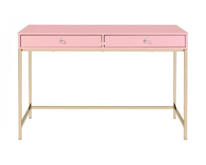 ACME Ottey Writing Desk - Pink High Gloss and Gold Finish