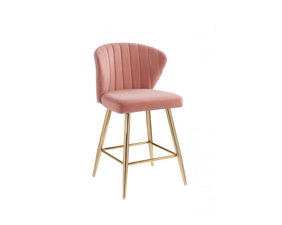 ACME Rizgek Counter Height Chair - Pink Velvet and Gold Finish