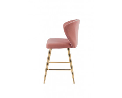 ACME Rizgek Counter Height Chair - Pink Velvet and Gold Finish