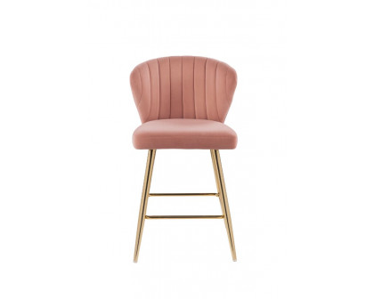 ACME Rizgek Counter Height Chair - Pink Velvet and Gold Finish