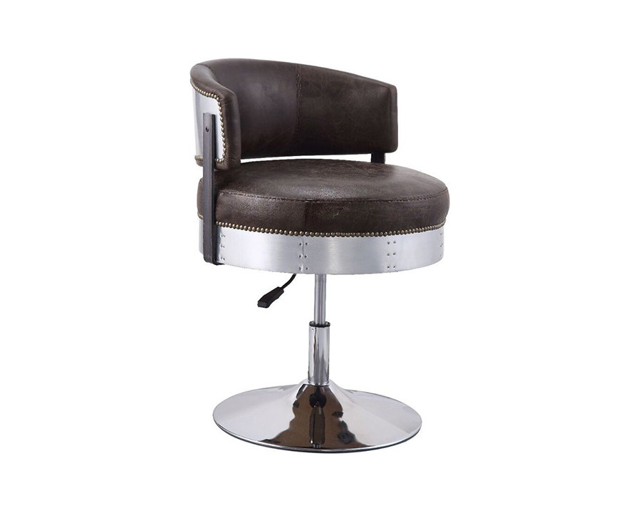 ACME - Brancaster Adjustable Stool with Swivel in Distress Chocolate/Chrome