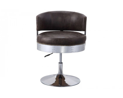 ACME - Brancaster Adjustable Stool with Swivel in Distress Chocolate/Chrome